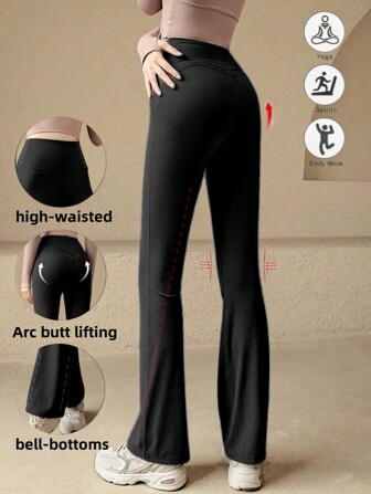 Women's Yoga Flared Pants, Breathable Sports Long Trousers
