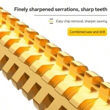 6pcs Wood Carpenter Saw Tooth Drill Perforated Flower Saw Tooth Drill Bits Hexagon Auger Twist Drill Bit Wood Drill Bit Saw Drill Combination, Iron Tooth Copper Thread
