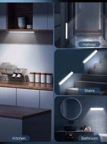 1 pieza Luz nocturna inalámbrica con sensor de movimiento, luz blanca/cálida, adecuada para gabinete, escaleras, cocina, dormitorio; luz nocturna magnética recargable, ideal para pasillos, armarios, decoración del hogar