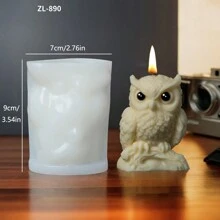 1 件万圣节 3D 猫头鹰蜡烛石膏装饰 DIY 硅胶模具 - 白色 - 查看 2