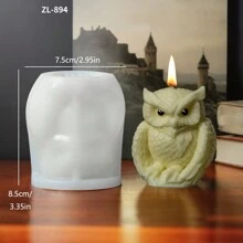1 件万圣节 3D 猫头鹰蜡烛石膏装饰 DIY 硅胶模具 - 白色 - 查看 4