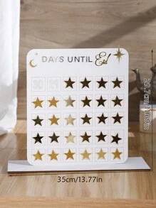 30-Day Countdown Calendar - Gold Star Design, Home Decorative Countdown Plaque, Festive Event Countdown, Table Top Display - Multicolor - View 12