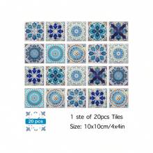 20 buc Autocolante de Perete Autoadezive Mandala Albastru, Autocolante pentru Faianță pentru Bucătărie, Impermeabile pentru Sufragerie Bucătărie Dormitor, Autocolante de Perete din Vinil, Decor de Perete pentru Acasă, Cadouri de 4x4 Inch Zi de Naștere Absolvire Decor Cameră Decor Acasă Decor Baie Decor Dormitor Articole de Decorare Cameră Decor Sufragerie Decor Casă Decor Acasă Tapet Sufragerie Autocolante Personalizate
