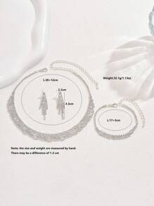 4 件套奢华水钻装饰水晶项链手链和耳环套装，优雅女士珠宝，适合婚礼、派对、节日和礼物 - 首飾套裝 - 查看 7