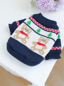 1 件宠物服装，狗/猫秋冬柔软温暖森林熊图案毛衣