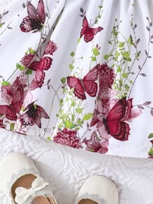 Baby Girl Summer Cap Sleeve Dress, Butterfly Print Patchwork