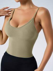 NcmRyu Top de tirantes finos de yoga de unicolor para mujeres, camiseta sin espalda sensual como capa base para trotar, ropa deportiva