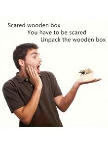 1pc Wooden Spider Prank Box - Funny Gag Gift Practical Joke Kit For Various Room Types, Indoor & Outdoor Use, Holiday Themed For Halloween, Christmas, Easter, Thanksgiving, Without Electricity