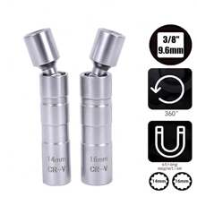 14mm +16mm Spark Plug Socket Wrench 12 Point Magnetic Thin Wall Tool Universal - Silver - View 6