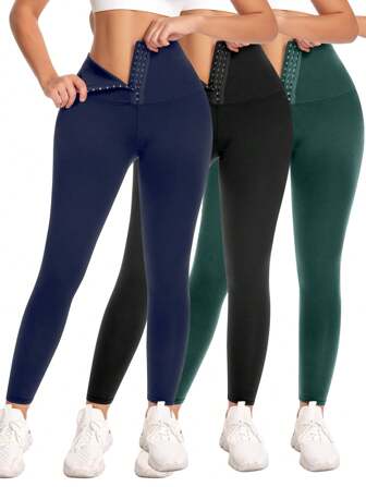 3 件高腰紧身裤，收紧腰部，提臀塑身，瘦身，适合运动、休闲、派对、度假