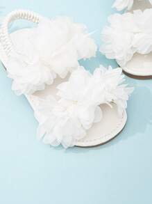 Baby Girls Cute Stripe & Floral Hook-And-Loop Flat Sandals - White - View 6