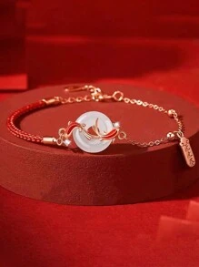 1 szt. Amulet ryby Koi Czerwona bransoletka z liny, bransoletka z zawieszką na szczęście, prezent urodzinowy dla dziewczyny