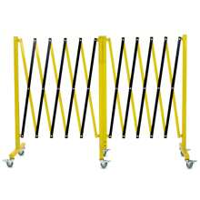 NANSTATA Expandable Industrial Metal Barricade - 11.8 / 19.8 Ft. Retractable Portable Security Barrier With Swivel Function, Warning Plate And Casters, Yellow With Black Traffic Fence, Mobile Security Barrier Gate. - Black and Yellow - View 6
