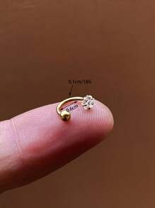 1件装防水不锈钢锆石耳钉、耳骨钉、耳环、鼻环、女士身体饰品 - 6mm - 查看 26