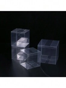 LIXUN 5 件透明礼品盒 - 透明 PVC 塑料礼品盒，适合感恩节、圣诞节、婚礼、派对、生日、糖果、咖啡和茶 - 透明 - 查看 1