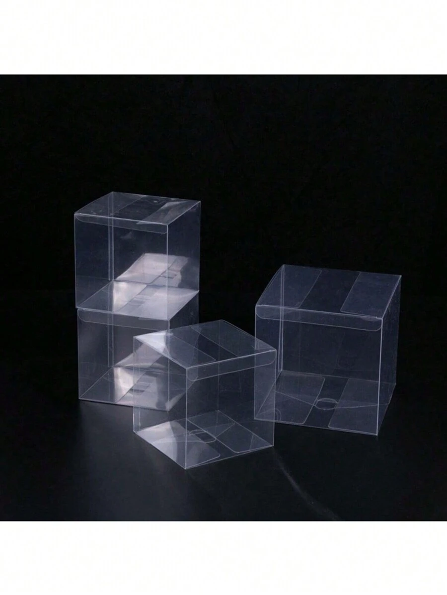 LIXUN 5 件透明礼品盒 - 透明 PVC 塑料礼品盒，适合感恩节、圣诞节、婚礼、派对、生日、糖果、咖啡和茶 - 透明 - 查看 1