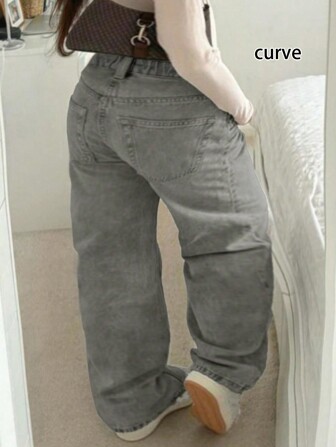 大码女式休闲基本款美式街头风格直筒裤