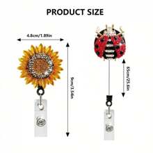 1 Stück 70cm ausziehbarer Kristall-Diamant ID-Ausweis-Halter mit Frosch-, Marienkäfer-, Schildkröten-, Sonnenblumen-Muster, elegantes Geschenk mit Kristallen