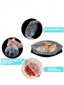 100 Pieces Pack SEALED PLASTIC FOOD WRAP Keep Fresh Lid, Kitchen Bowl Lid, Disposable PE Wrap - 1PCS - View 7