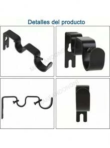 Support Set 3 Double Curtain Rods For Wall Adjustable Hook - Multicolor - View 3
