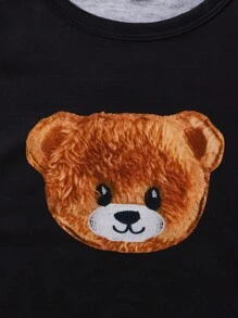 5pcs/Set Young Boy Summer Short Sleeve Letter & Bear Print Round Neck T-Shirts