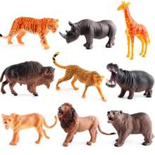 Realistic Animal Model Figurines, Lion, Tiger, Rhino, Hippopotamus, Giraffe Ornamental Collectibles