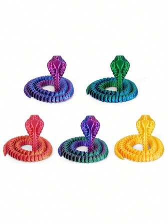 1pc 3D Printed Snake Figurine, Freely Movable Joints Snake Model Decor, Funny Snake Shaped Ornament
