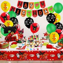 1 set di decorazioni per feste di compleanno a tema coniglietto nero "Bing Bing Happy Birthday", perfetto per feste di compleanno di bambini, feste a tema, riunioni familiari, feste di Capodanno