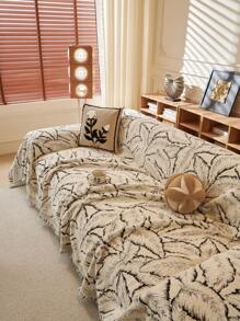 1 件时尚毛绒羊毛沙发巾，简约优雅厚沙发座套，防滑防尘，保护沙发，适用于客厅、卧室、书房、办公室 - 黑色 - 查看 2