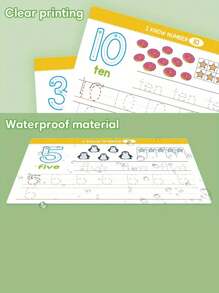 1 Set Reusable Wipeable Education Flash Cards, Numbers 1-3, Dry-Erase Handwriting Practice Tools, Graphics Learning Cards For Activities - Multicolor - View 4