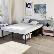 VA-Estructura de cama de metal cerúleo de 41,5 cm de altura con espacio de almacenamiento debajo de la cama - estructura de cama de metal con plataforma para adolescentes y adultos - negro