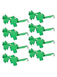 2副绿色无框眼镜，三叶草眼镜，派对眼镜，新奇绿色圣帕特里克节眼镜，小妖精装扮眼镜，派对礼品眼镜，时尚派对眼镜 - 彩色 - 查看 1