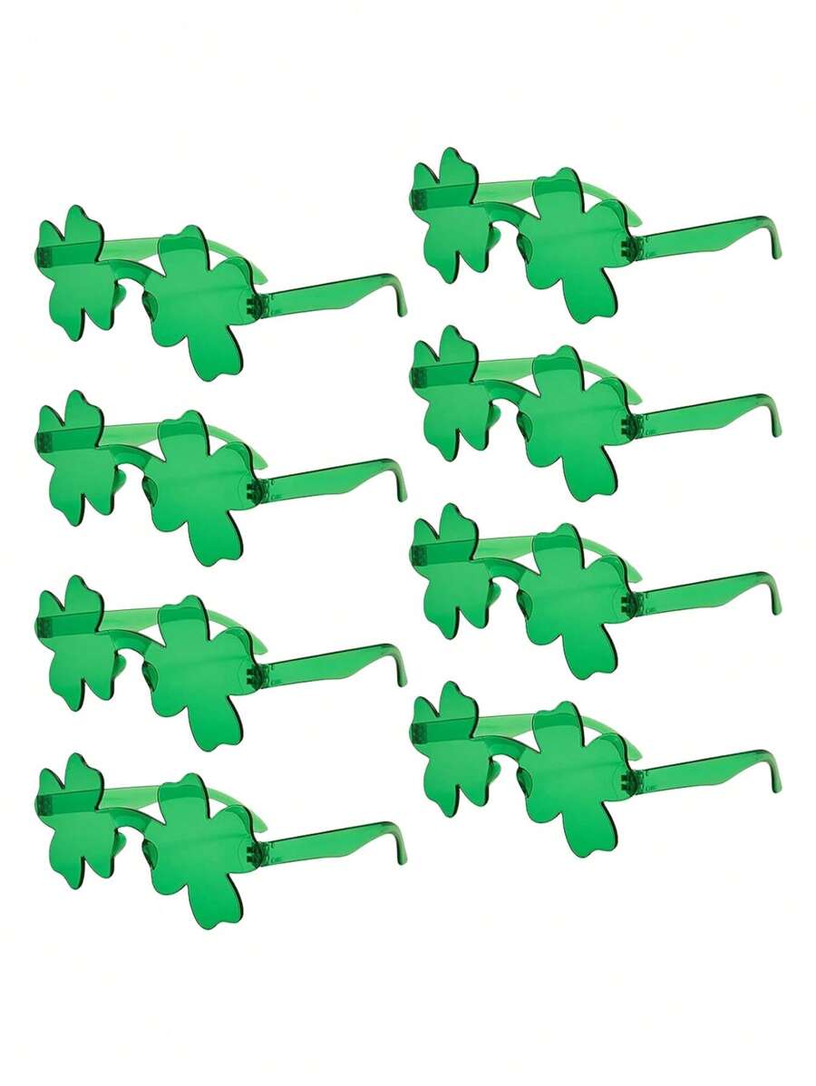 2副绿色无框眼镜，三叶草眼镜，派对眼镜，新奇绿色圣帕特里克节眼镜，小妖精装扮眼镜，派对礼品眼镜，时尚派对眼镜 - 彩色 - 查看 1