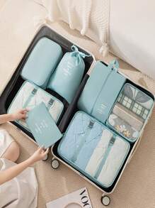 9pcs~1pc Travel Toiletry Bag Set, Portable Organizing Kit Includes Clothing Bag, Underwear Bag, Shoe Bag, Digital Product Storage Bag, Drawstring Pouch, Breathable Mesh Bag, Toiletry Bag, Cosmetic Storage Bag, Large Capacity Makeup Organizer Makeup Case, For Lipstick, Brush, Skincare, Mobile Phone, Coin, Small Items, For Home, Gift, Vacation And Festival Halloween Christmas Multifunctional Use