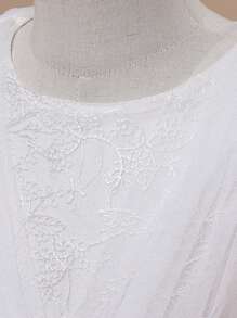 Tween Girls' Solid Color Lace Elegant Party Gown Dress With Train, Suitable For Prom, Banquet, Not Including Hair Accessories - White - View 9