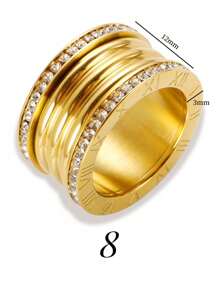 1 pieza Anillo de acero inoxidable con rhinestones de diseño exagerado de moda