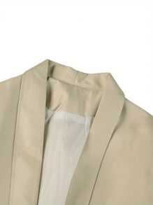 Women Suit Jacket, Solid Color Lapel Long Sleeves Open-Front Loose Formal Coat For Ladies, 8 Colors - Khaki - View 5