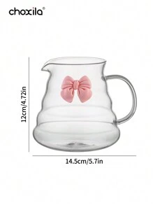 choxila 1pc Pink Bowknot Pour Over Coffee Pot Without Lid, High Borosilicate Glass Coffee Server, Cloud Shaped Clear Coffee Carafe, For Home, Office, Outing Back To School