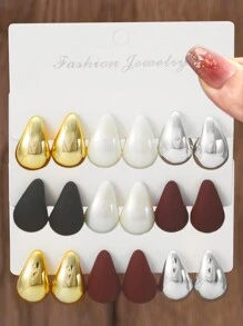 6er Set modische geometrische Tropfen-Ohrringe, eleganter Schmuck für alle Jahreszeiten, geeignet für den täglichen Gebrauch oder Partys, Urlaubsgeschenk - Verschiedenfarbig - Übersicht 2