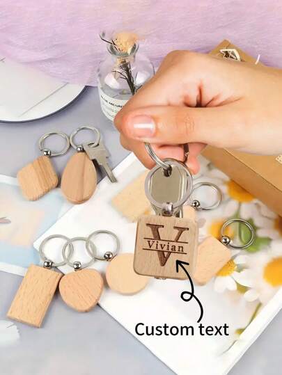 1pc Carved Wooden Simple Style Keychain, Minimalist Lightweight Laser Engraved Personalized Name Keychain, Very Suitable For Father's Day, Valentine's Day, Corporate Gifts,School Supplies,Back To School,School Gift,For Office,For School,For Classroom,For Teacher Gifts,For University,For Colleague,For Dorm Rooms,For Teacher,For Boys And Girls,For Teenagers,Junior High School Students,Middle School Students,High School Senior High School Students,College Students,University Students,Freshman,Sophomore,Underclassmen