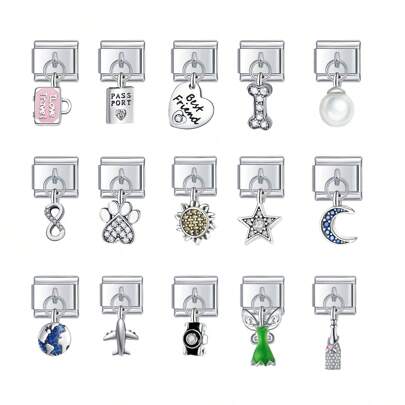 Pulsera de dije con diseño de piedra natal para mujeres, pulsera inicial para niñas, dijes italianos de 9mm, herramienta de apertura de dijes, pulsera hecha a mano DIY, regalos de joyería de eslabones