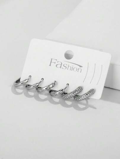 3對方晶鋯石裝飾圓耳環