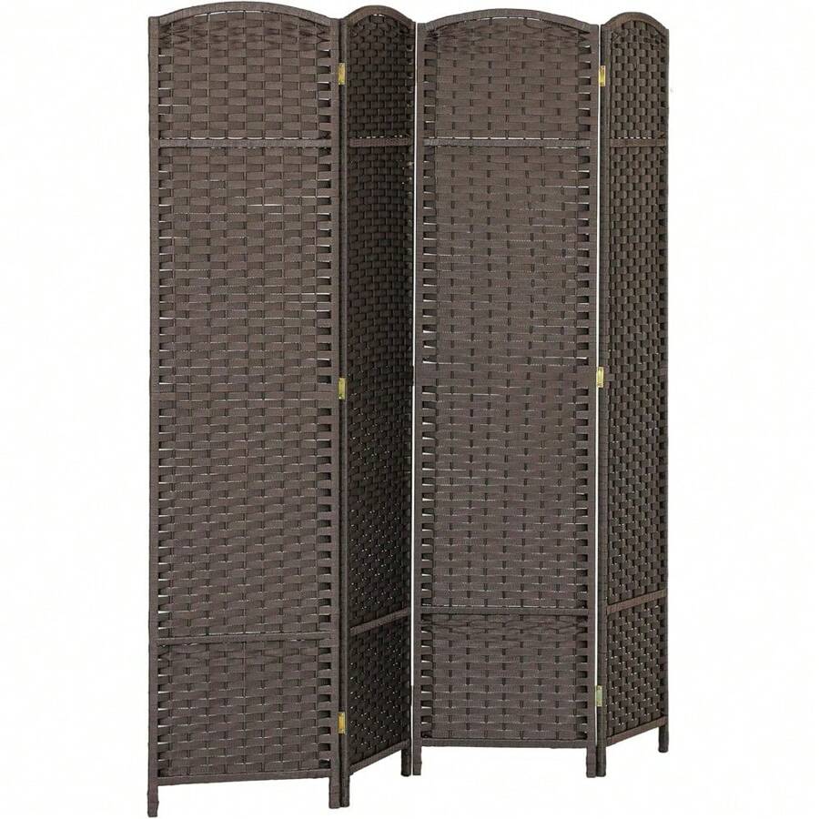 Room Divider, 4 Panel Folding Privacy Screen, 5.6' Tall Freestanding Wall Partition For Home Office, Bedroom, White Gifts - Brown - View 1