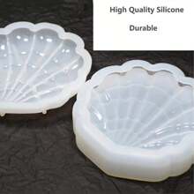 1 set de molde de resina en forma de caja de concha, molde de silicona para caja de almacenamiento de joyas de resina, molde de resina epoxi con forma de concha para manualidades con resina, caja de almacenamiento de conchas DIY