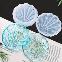 1 set de molde de resina en forma de caja de concha, molde de silicona para caja de almacenamiento de joyas de resina, molde de resina epoxi con forma de concha para manualidades con resina, caja de almacenamiento de conchas DIY