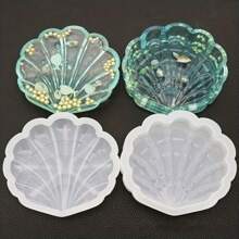 1 set de molde de resina en forma de caja de concha, molde de silicona para caja de almacenamiento de joyas de resina, molde de resina epoxi con forma de concha para manualidades con resina, caja de almacenamiento de conchas DIY
