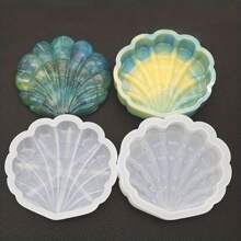 1 set de molde de resina en forma de caja de concha, molde de silicona para caja de almacenamiento de joyas de resina, molde de resina epoxi con forma de concha para manualidades con resina, caja de almacenamiento de conchas DIY