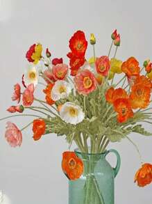 5 pièces/2 pièces/1 pièce/paquet Fleurs de coquelicot artificielles avec tiges longues floquées, fleurs de coquelicot factices en soie réaliste pour la maison, le mariage, les fêtes, les centres de table, les bouquets de mariage, le bureau, la décoration d'hôtel - Multicolore - Voir 2