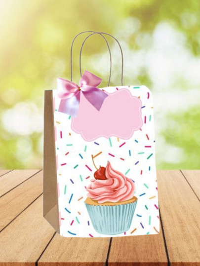 15 Sacolas Kraft Personalizadas Tema Doceria