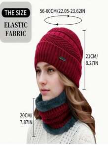 2pcs Winter Warm Knitted Hats And Warm Scarves For Men And Women Soft Fashion Hats - Black - View 2